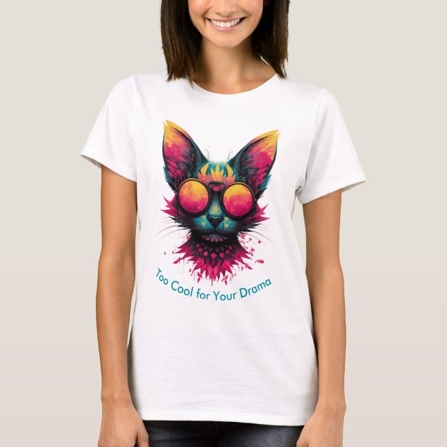 Camiseta Cool Cat with Glasses Women's T-Shirt (Frente)