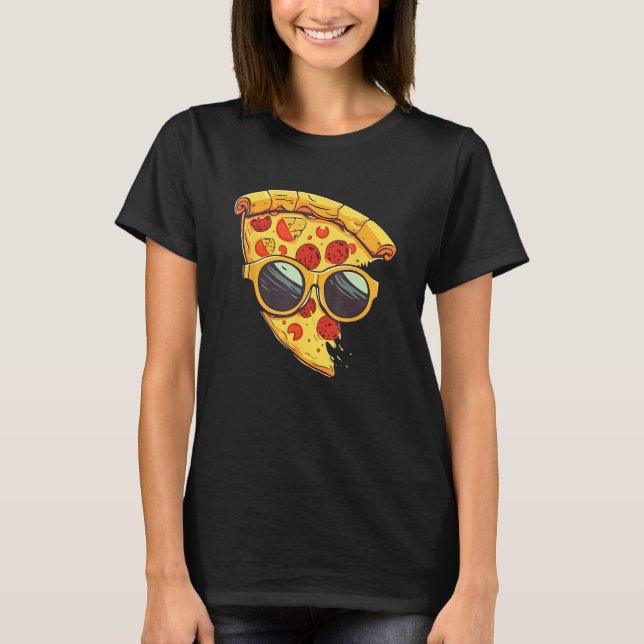 Camiseta Cool Cheesy Pepperoni Pizza Wearing Sunglasses (Frente)