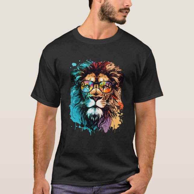 Camiseta Cool Colorful Lion Animal Lion (Frente)