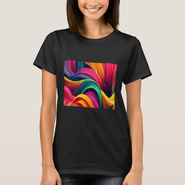 Camiseta Cool Colorful Waves Illustration  Graphic Designs (Frente)