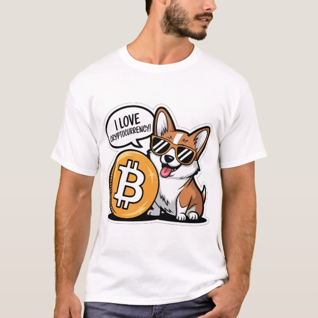 Camiseta Cool Corgi Loves Cryptocurrency (Frente)