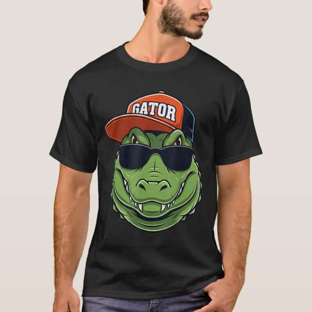 Camiseta Cool Crocodile Animal Gator Graphic With Cap And S (Frente)