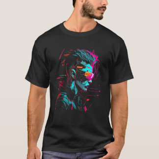Camiseta Cool Cyberpunk Style Girl Wearing Virtual Reality 