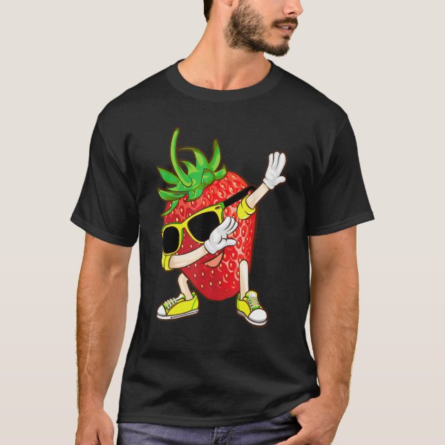 Camiseta Cool Dabbing Strawberry Funny Love Dancer Sweet Fr (Frente)