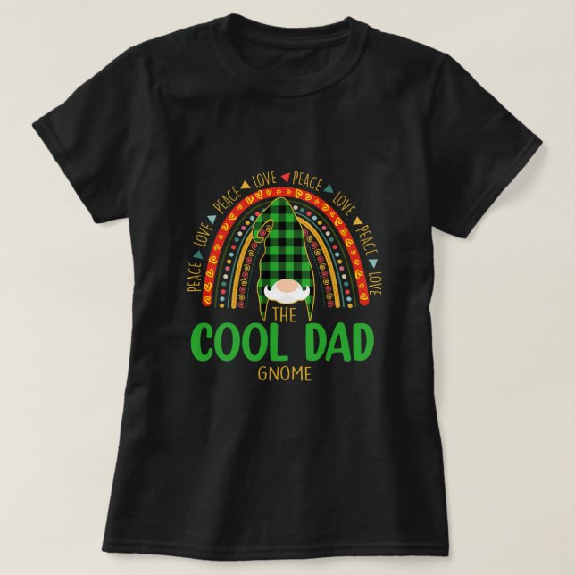 Camiseta Cool Dad Gnome Rainbow Matching Family Peace Love  (Frente do Design)