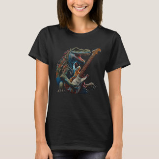 Camiseta Cool Dinosaur Guitar Graphic