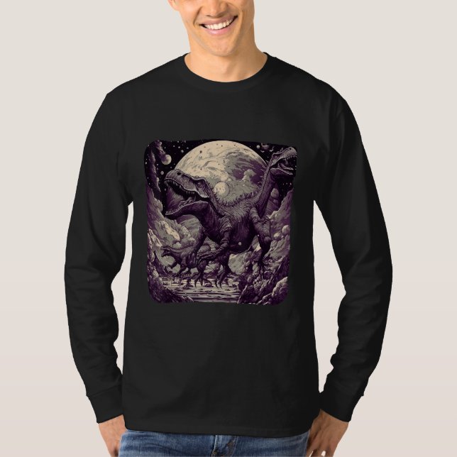 Camiseta Cool Dinosaurs Space Graphic Fantasy Art (Frente)