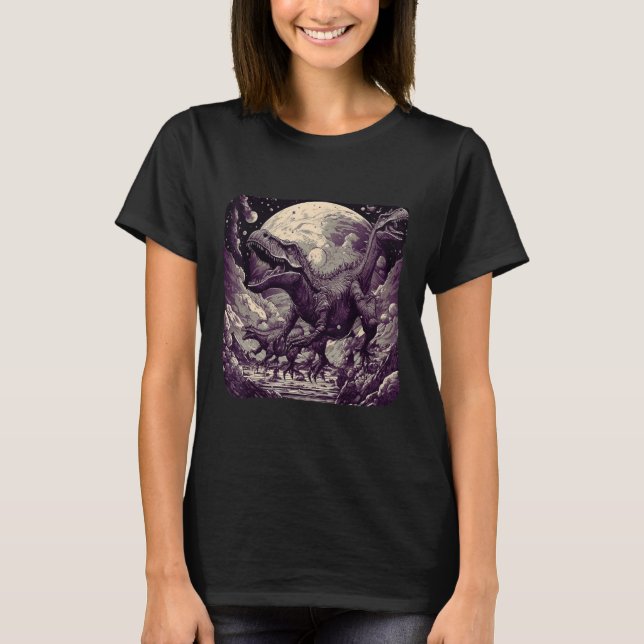 Camiseta Cool Dinosaurs Space Graphic Fantasy Art (Frente)