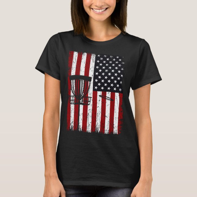 Camiseta Cool Disc Golf Player Distressed USA American Flag (Frente)