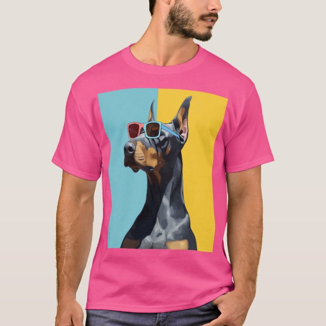 Camiseta Cool Doberman with sunglasses (Frente)