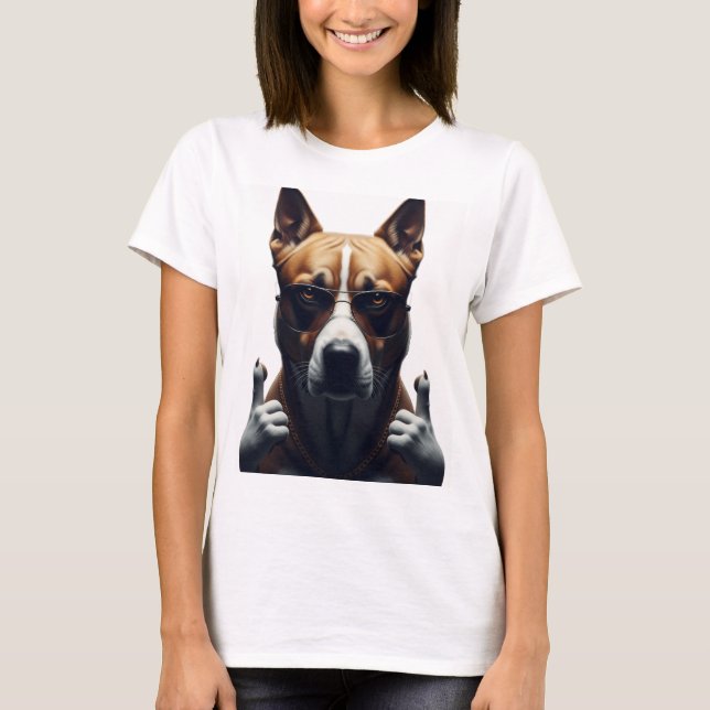 Camiseta Cool Dog Attitude Shirt – Realistic Dog Streetwear (Frente)