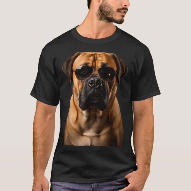 Camiseta Cool Dog Sungles Bullmastiff Funny Look  (Frente)