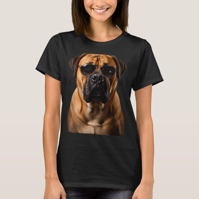 Camiseta Cool Dog Sungles Bullmastiff Funny Look  (Frente)