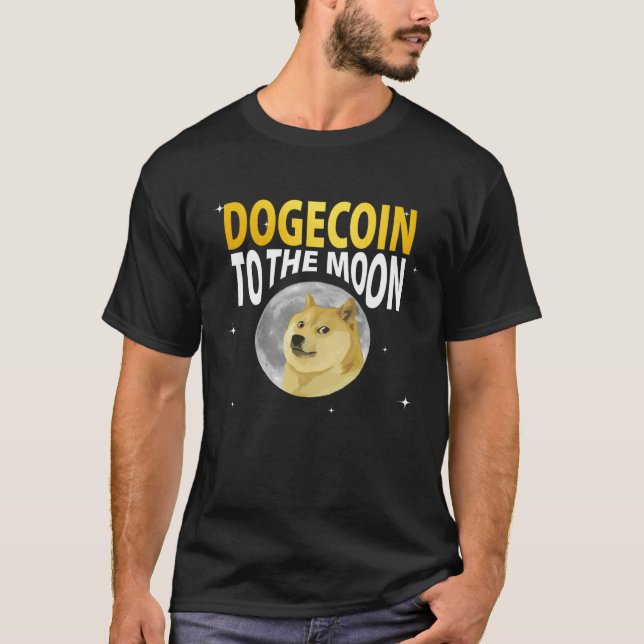 Camiseta Cool Dogecoin to the Moon Tee, Doge Coin Crypto Cu (Frente)