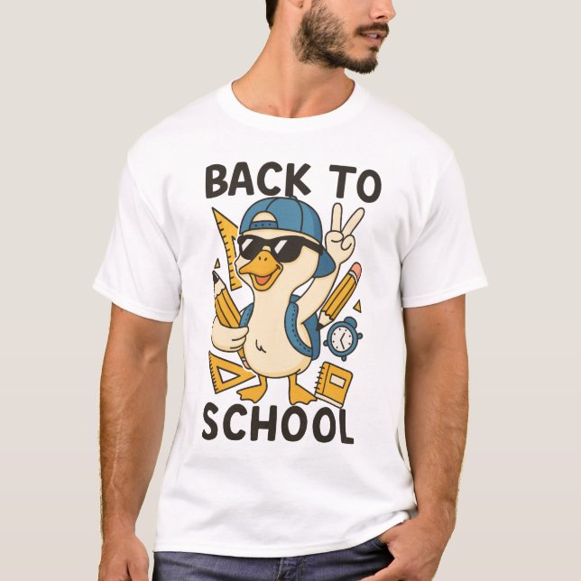 Camiseta Cool Duck Back to School Design Funny Cartoon Goos (Frente)