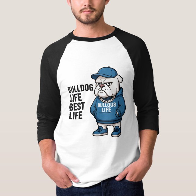 Camiseta Cool English Bulldog Life Cartoon (Frente)