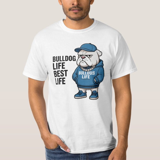 Camiseta Cool English Bulldog Life Cartoon (Frente)