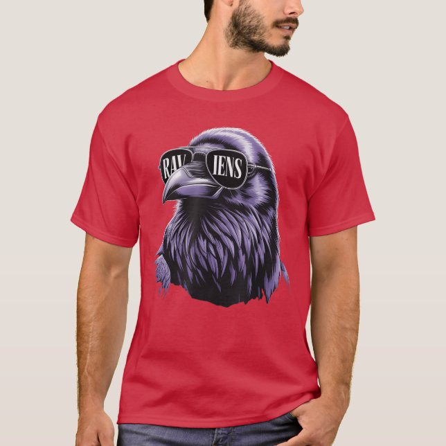 Camiseta Cool Face Raven with Sunglasses Women and Men Mary (Frente)