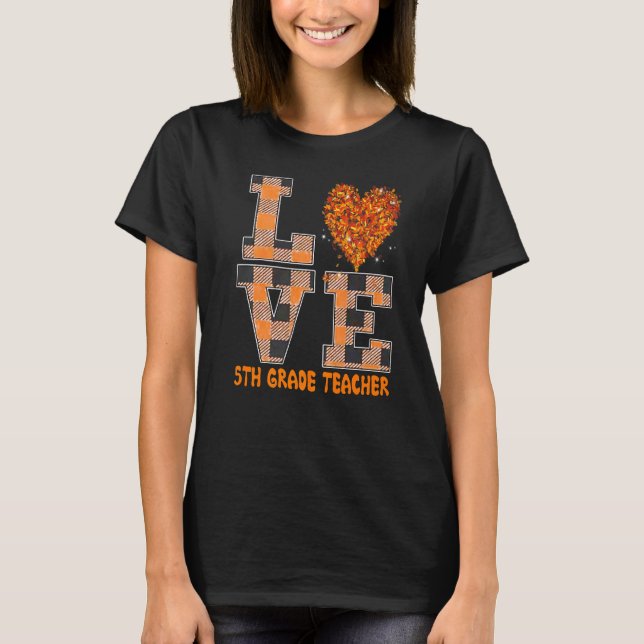 Camiseta Cool Fall Paraeducator Cute Fall Teacher Fifth Gra (Frente)