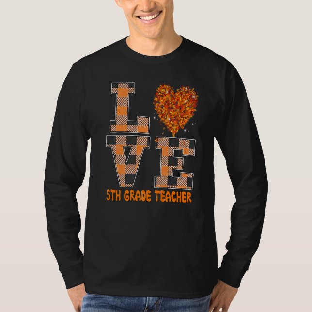 Camiseta Cool Fall Paraeducator Cute Fall Teacher Fifth Gra (Frente)