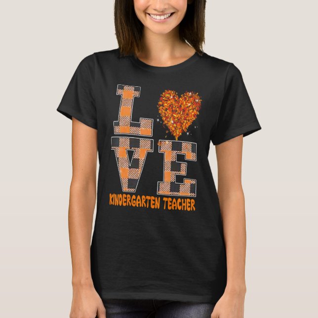 Camiseta Cool Fall Paraeducator Cute Fall Teacher Kinderart (Frente)