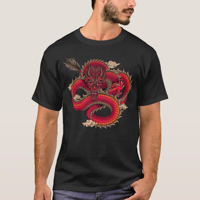 Camiseta Cool Fierce Red Dragon Art  (Frente)