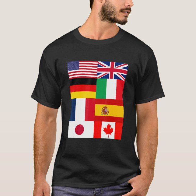 Camiseta Cool Flags of The World Illustration  Graphic Desi (Frente)