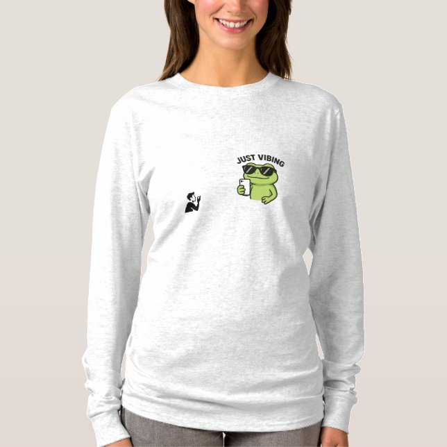 Camiseta Cool Frog “Just Vibing” Funny T-Shirt (Frente)