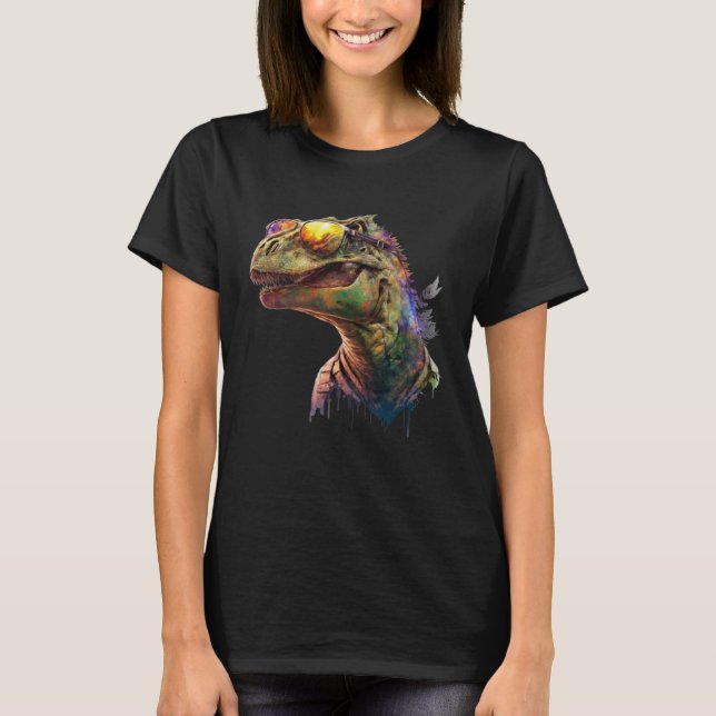 Camiseta Cool fun dinosaur Raptor sunglasses (Frente)