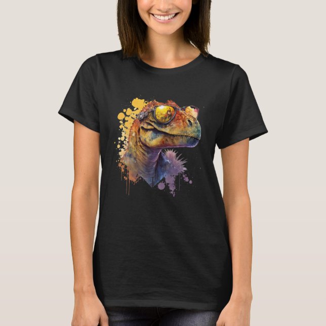 Camiseta Cool fun dinosaur raptor with sunglasses  5 (Frente)