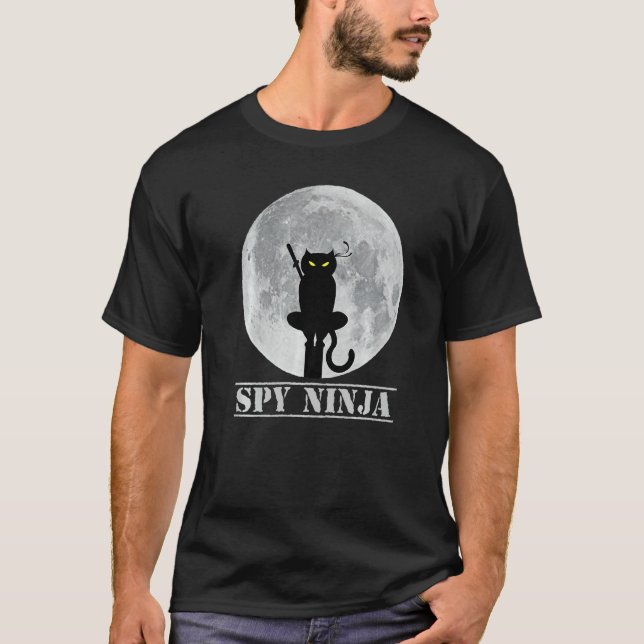 Camiseta Cool Gaming Spy Month Ninja Gamer Boy Kids  Cat (Frente)
