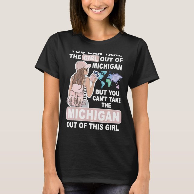 Camiseta Cool Girl from Michigan  Proud Michigan Girl (Frente)