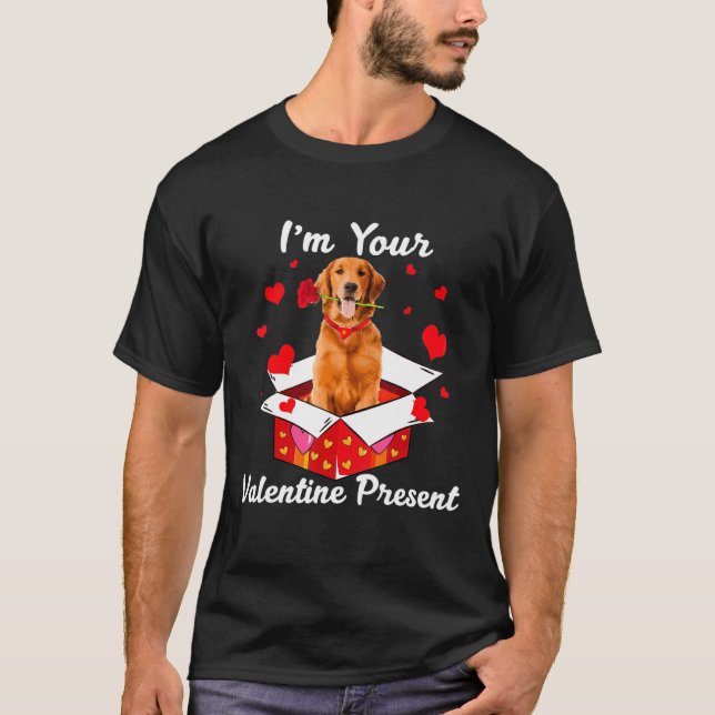 Camiseta Cool Golden Retriever  I'm Your Valentine Day Pres (Frente)