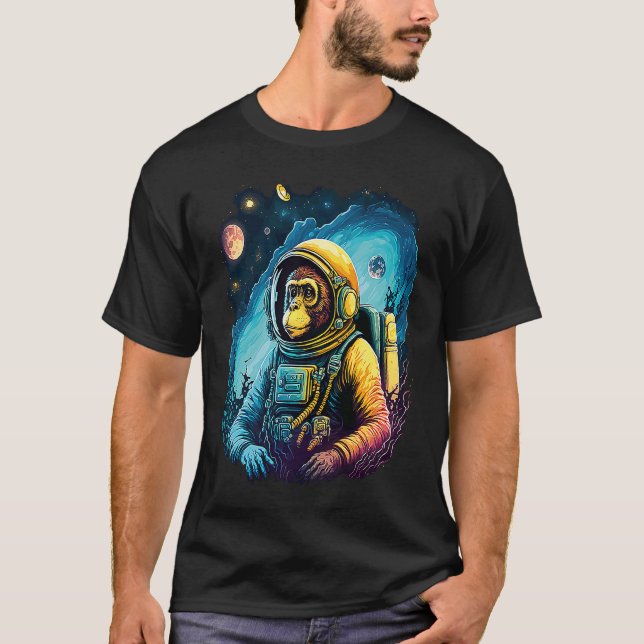 Camiseta Cool Graphic Space Chimp Monkey Astronaut Cosmonau (Frente)