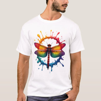 Camiseta Cool Graphic Tie Dye Sunglasses Dragonfly Illustra