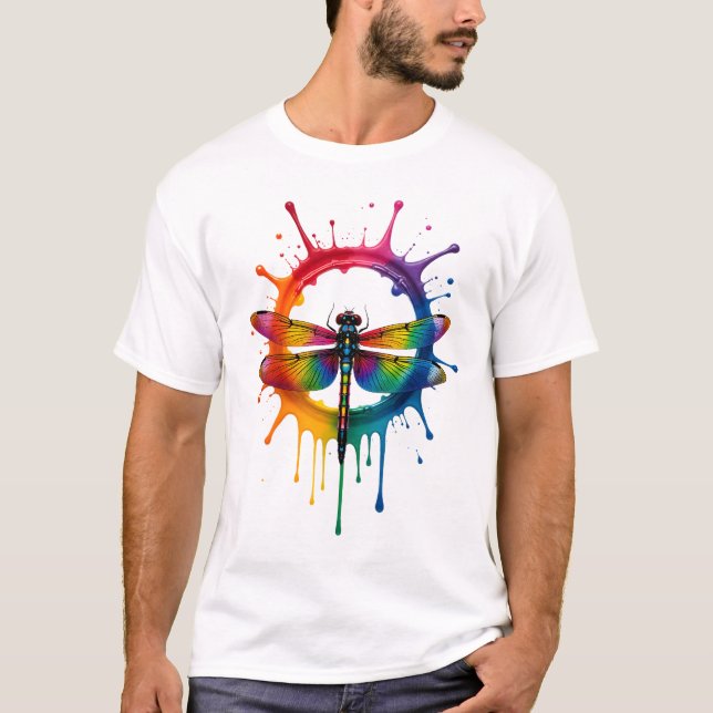 Camiseta Cool Graphic Tie Dye Sunglasses Dragonfly Illustra (Frente)