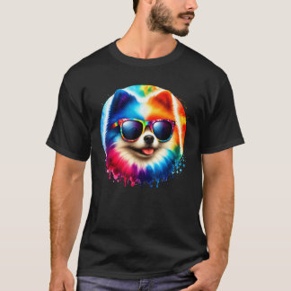 Camiseta Cool Graphic Tie Dye Sunglasses Pomeranian Dog Ill