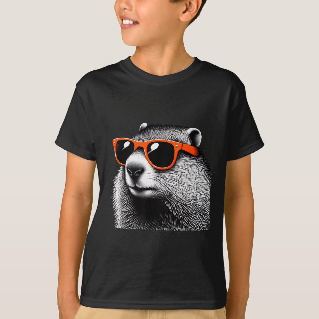 Camiseta Cool Groundhog Wearing Sungles Graphic Art _3  (Frente)