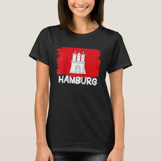 Camiseta Cool Hamburg Flag Raglan Baseball (Frente)