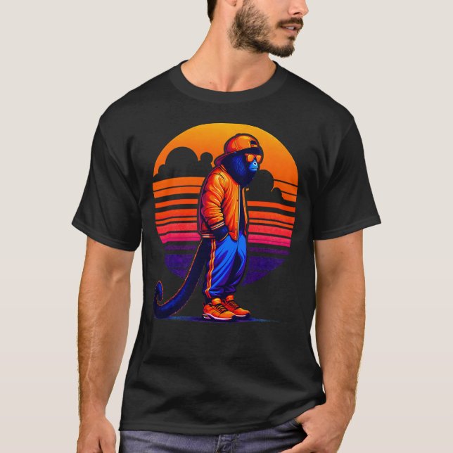 Camiseta Cool Howler Monkey Modern Urban Style Sunset Retro (Frente)