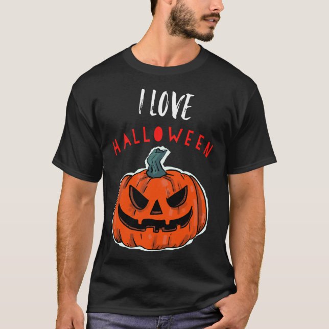 Camiseta Cool I Love Halloween Jack O Lantern  1 (Frente)