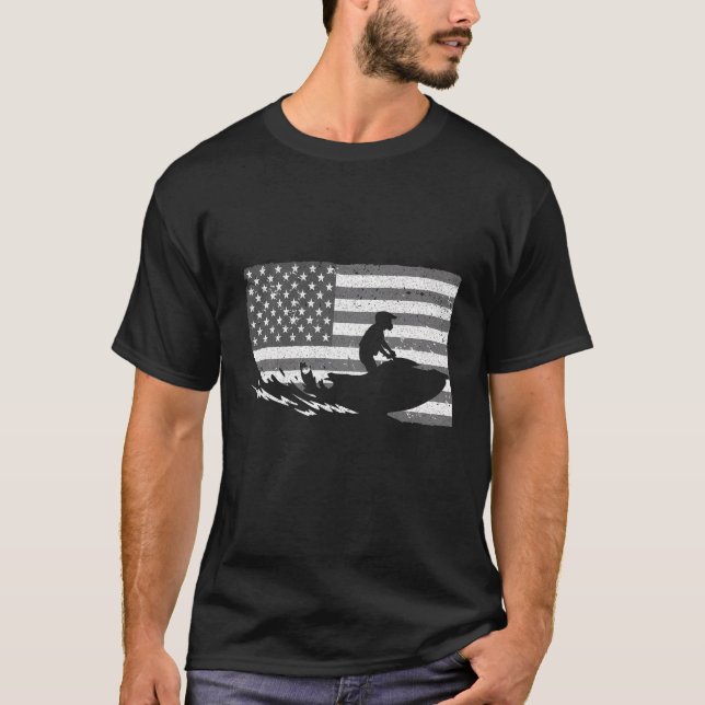 Camiseta Cool Jet Ski For Men Women Skiers USA Flag America (Frente)