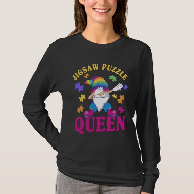 Camiseta Cool Jigsaw Puzzle Queen Dabbing Gnome Women Girl (Frente)