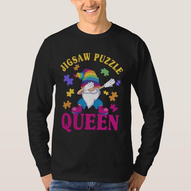Camiseta Cool Jigsaw Puzzle Queen Dabbing Gnome Women Girl (Frente)