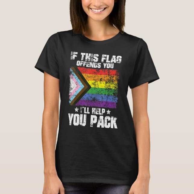 Camiseta Cool LGBTQ Pride If This Flag Offends You I'll Hel (Frente)