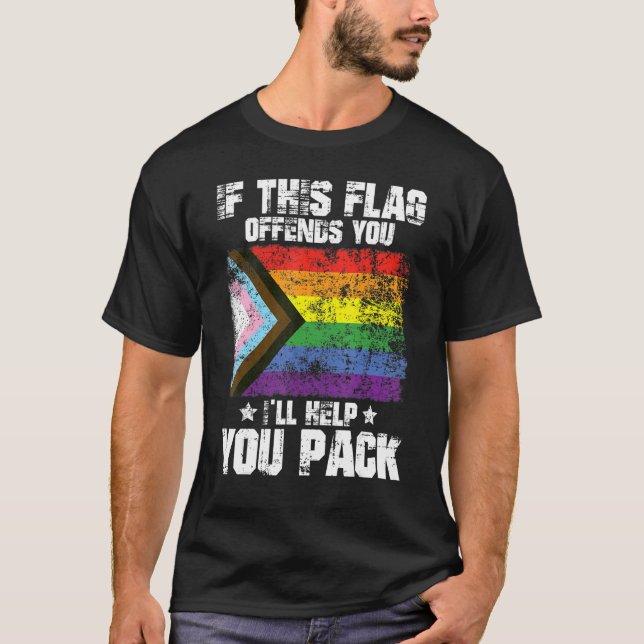 Camiseta Cool LGBTQ Pride If This Flag Offends You I'll Hel (Frente)
