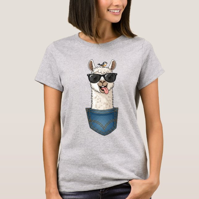 Camiseta Cool Llama in Pocket – Funny Hipster T-Shirt (Frente)
