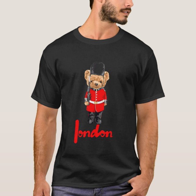 Camiseta Cool London Teddy Bear Illustration   Graphic Desi (Frente)