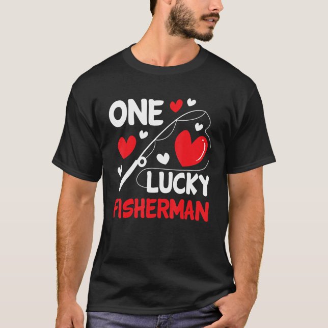 Camiseta Cool Matching Outfit Couple Fishing, One Lucky Fis (Frente)