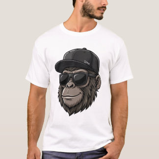 Camiseta Cool Monkey with Sunglasses and Cap Graphic Tee